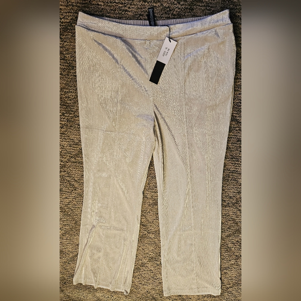Lularoe Adele Luxe Straight Leg Pants NWT Size XL White Metallic